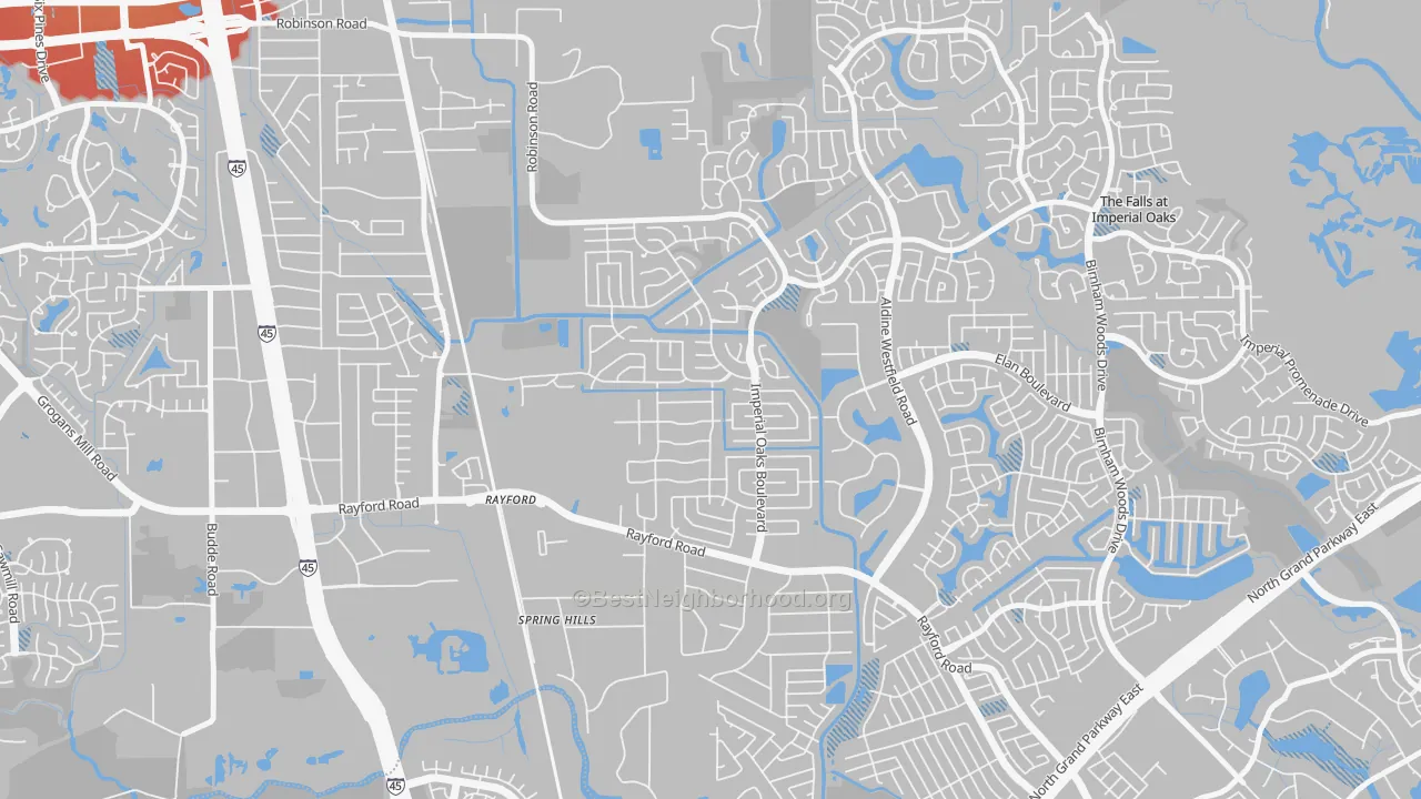 Transit Grade map of Imperial Oaks, Spring, TX