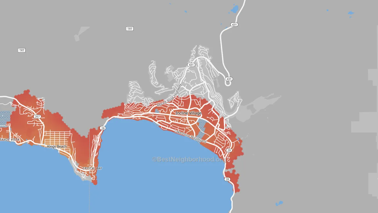 Transit Grade map of Incline Village, NV