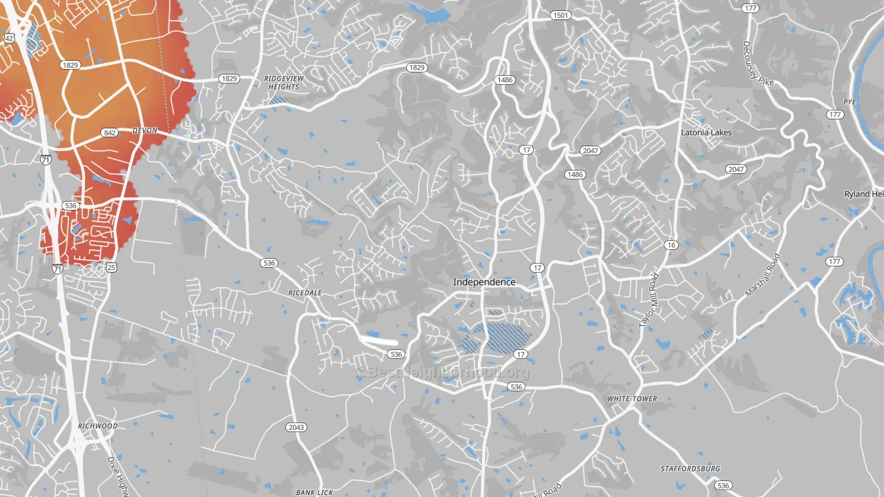 Transit Grade map of Independence, KY