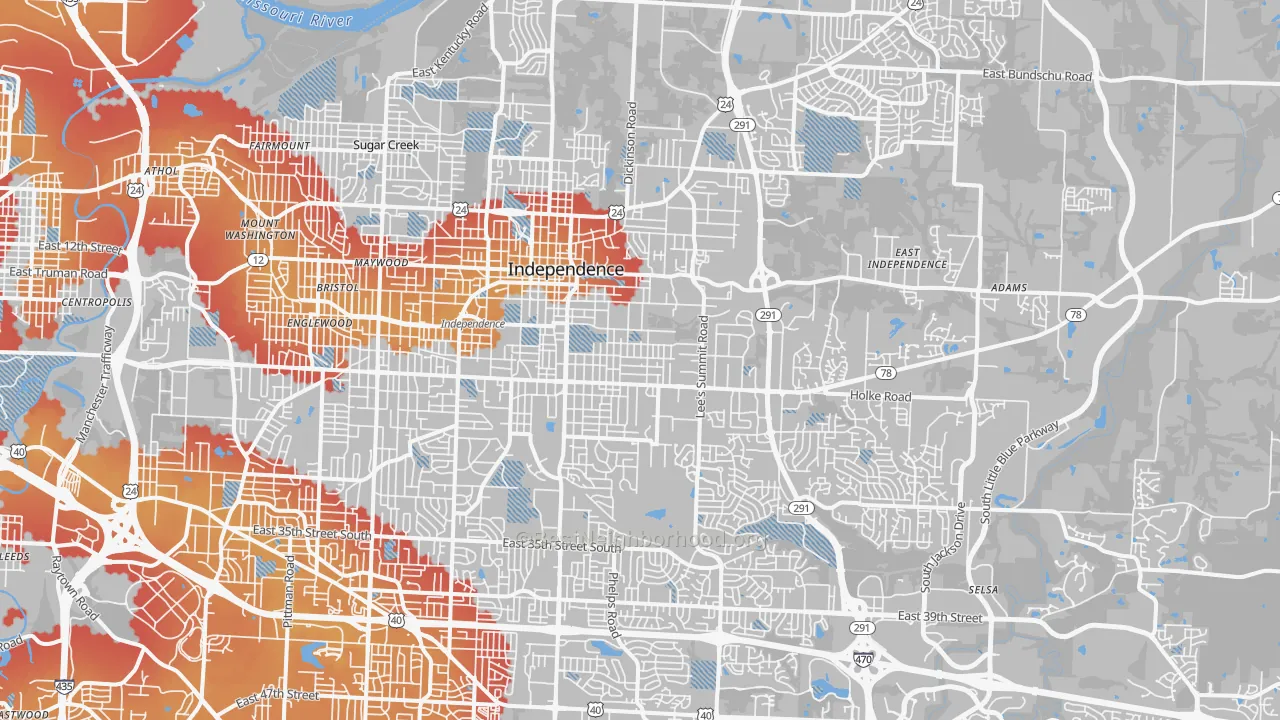 Transit Grade map of Independence, MO