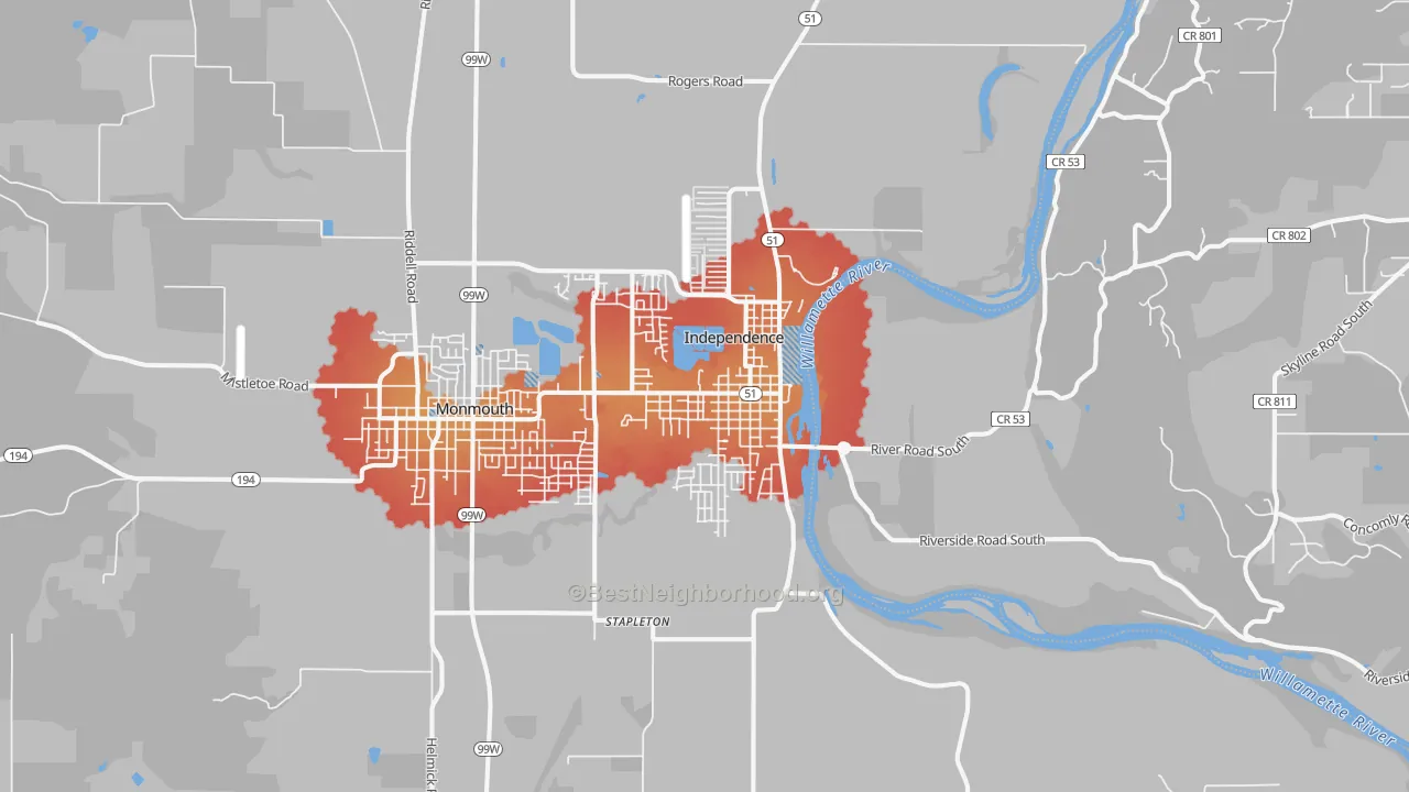 Transit Grade map of Independence, OR