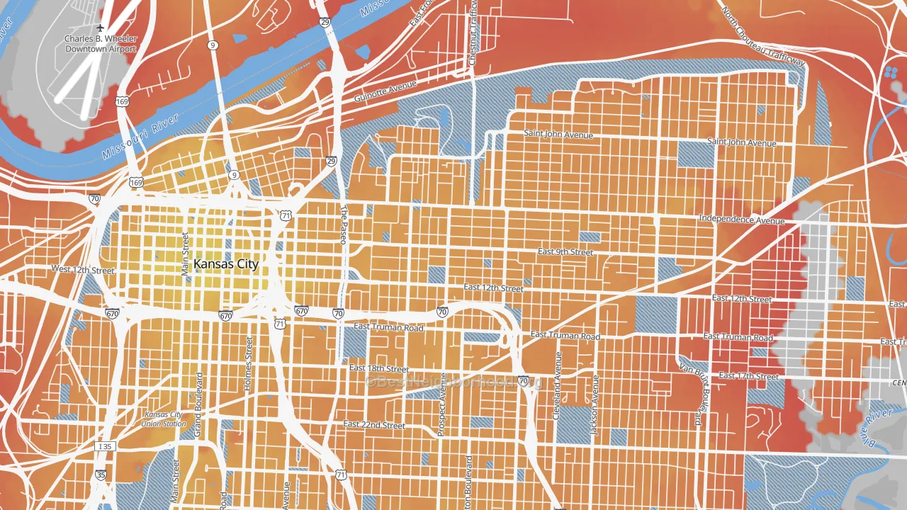 Transit Grade map of Independence Plaza, Kansas City, MO