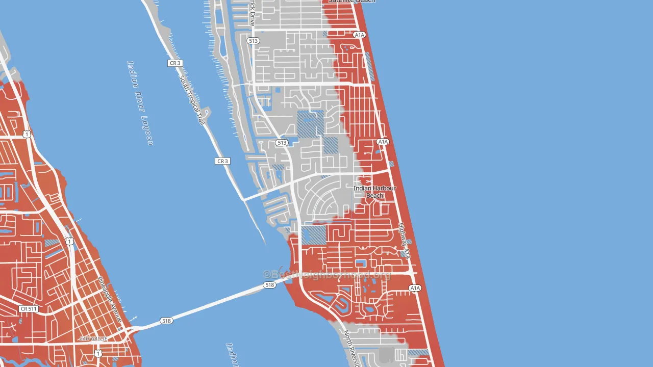 Transit Grade map of Indian Harbour Beach, FL