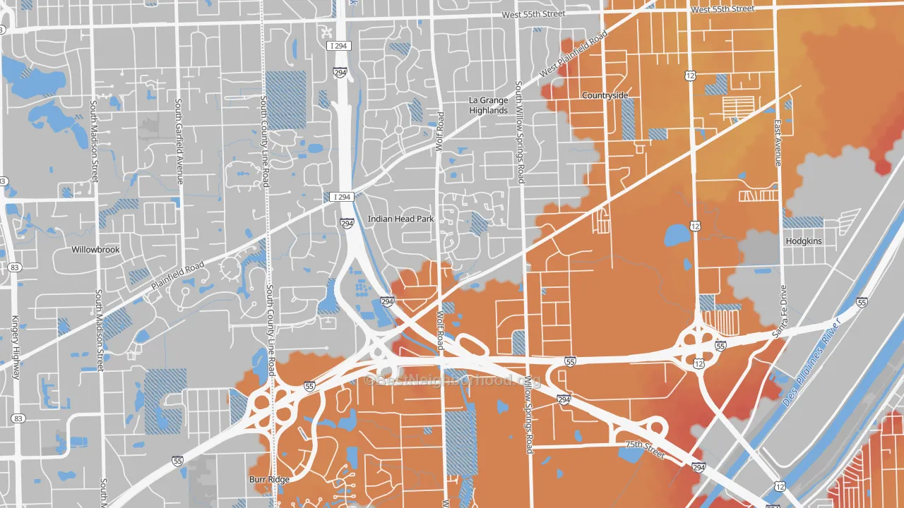Transit Grade map of Indian Head Park, IL