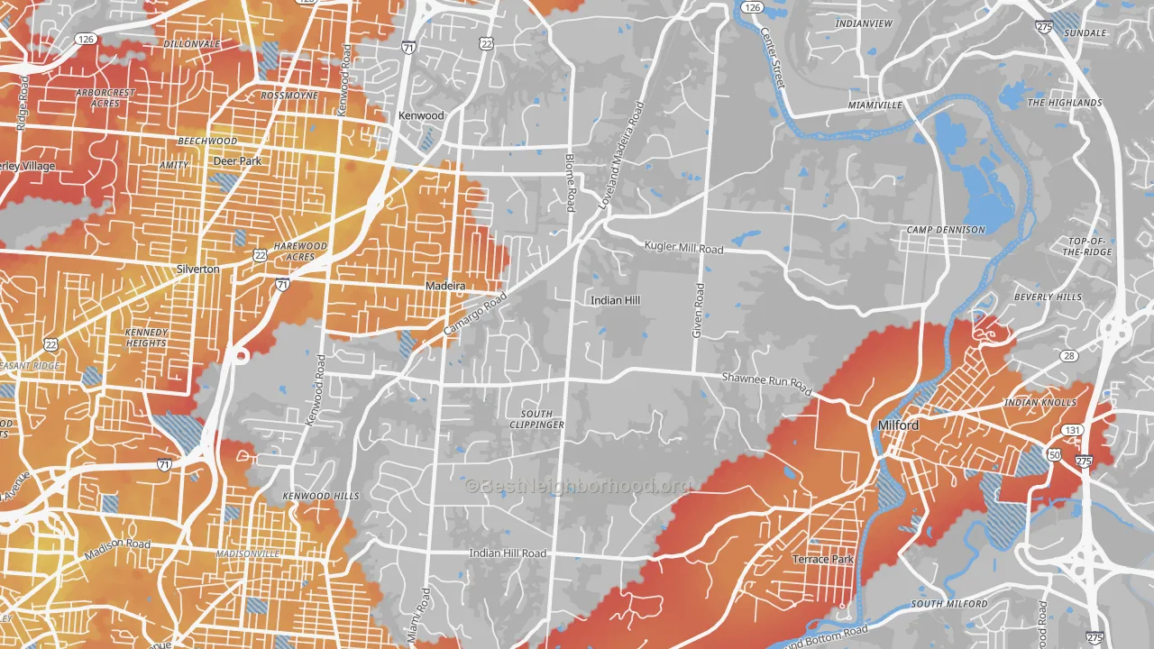 Transit Grade map of Indian Hill, OH