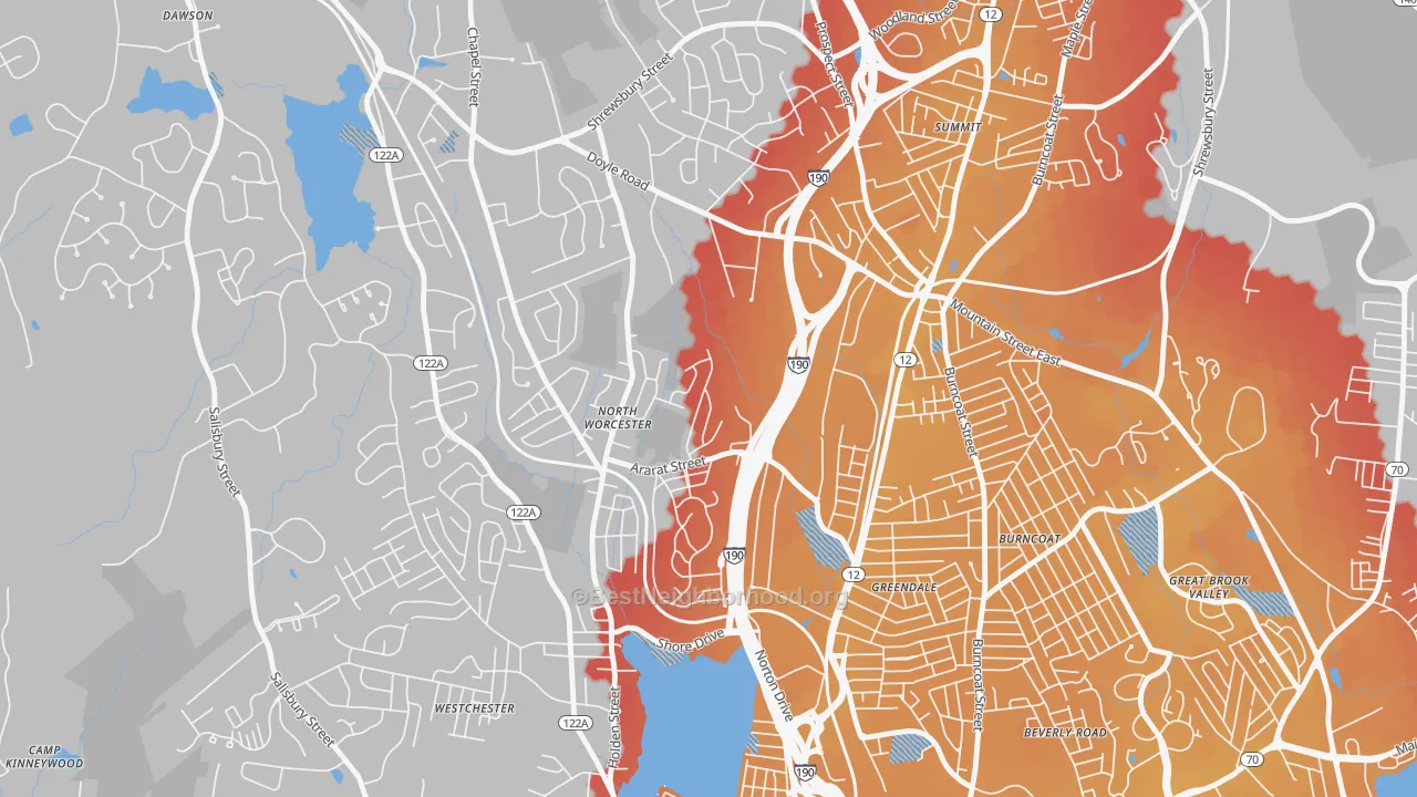 Transit Grade map of Indian Hill, Worcester, MA