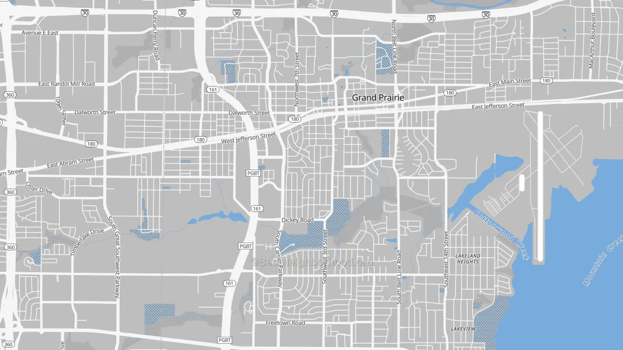 Transit Grade map of Indian Hills, Grand Prairie, TX