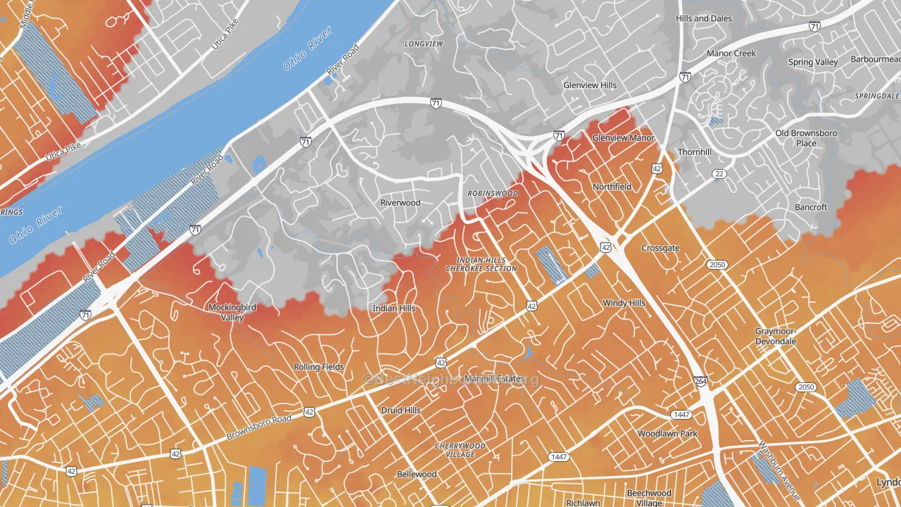 Transit Grade map of Indian Hills, KY