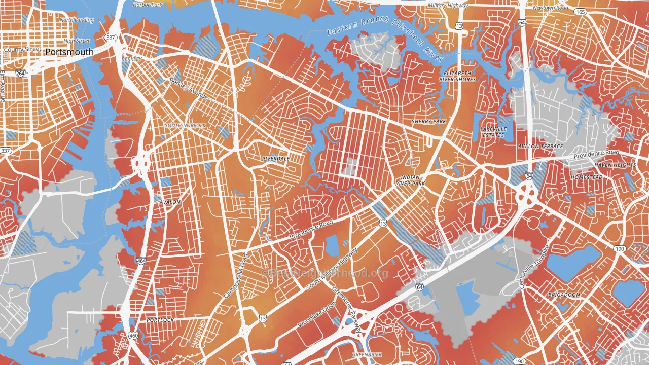 Transit Grade map of Indian River, Chesapeake, VA