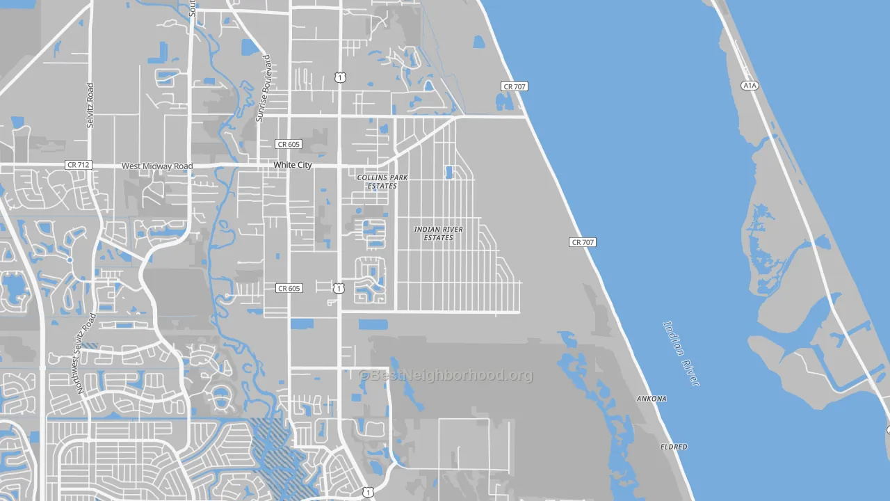 Transit Grade map of Indian River Estates, FL