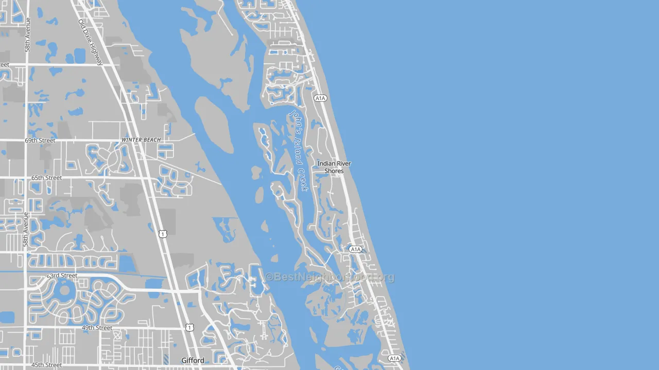 Transit Grade map of Indian River Shores, FL