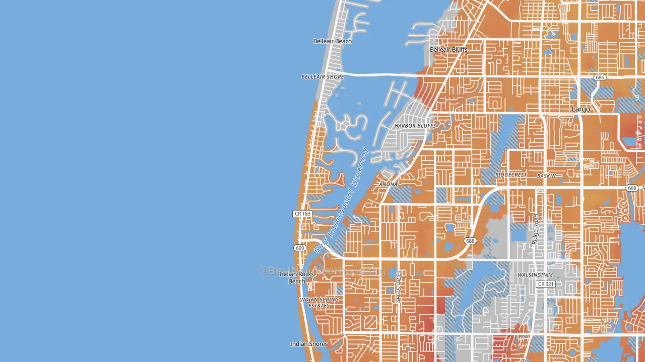 Transit Grade map of Indian Rocks Beach, FL