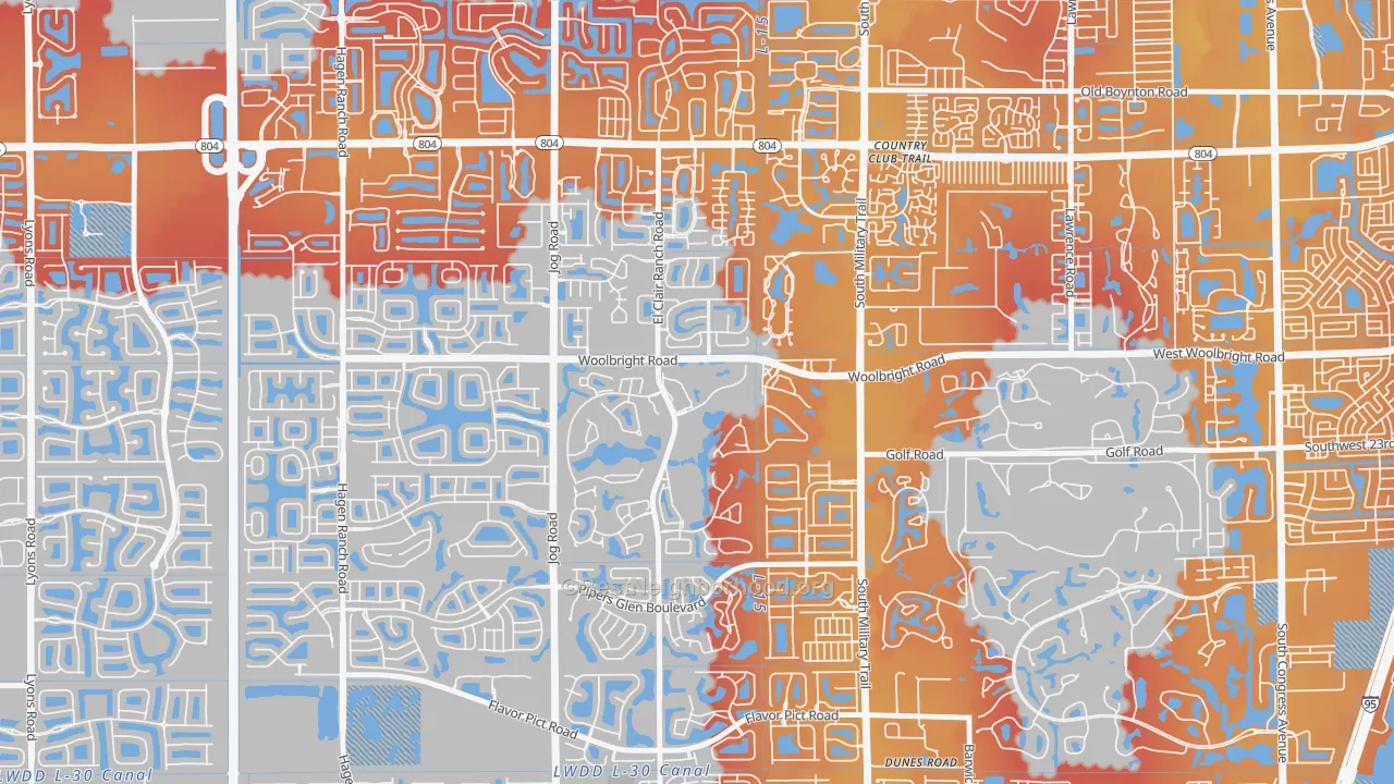 Transit Grade map of Indian Spring, Boynton Beach, FL