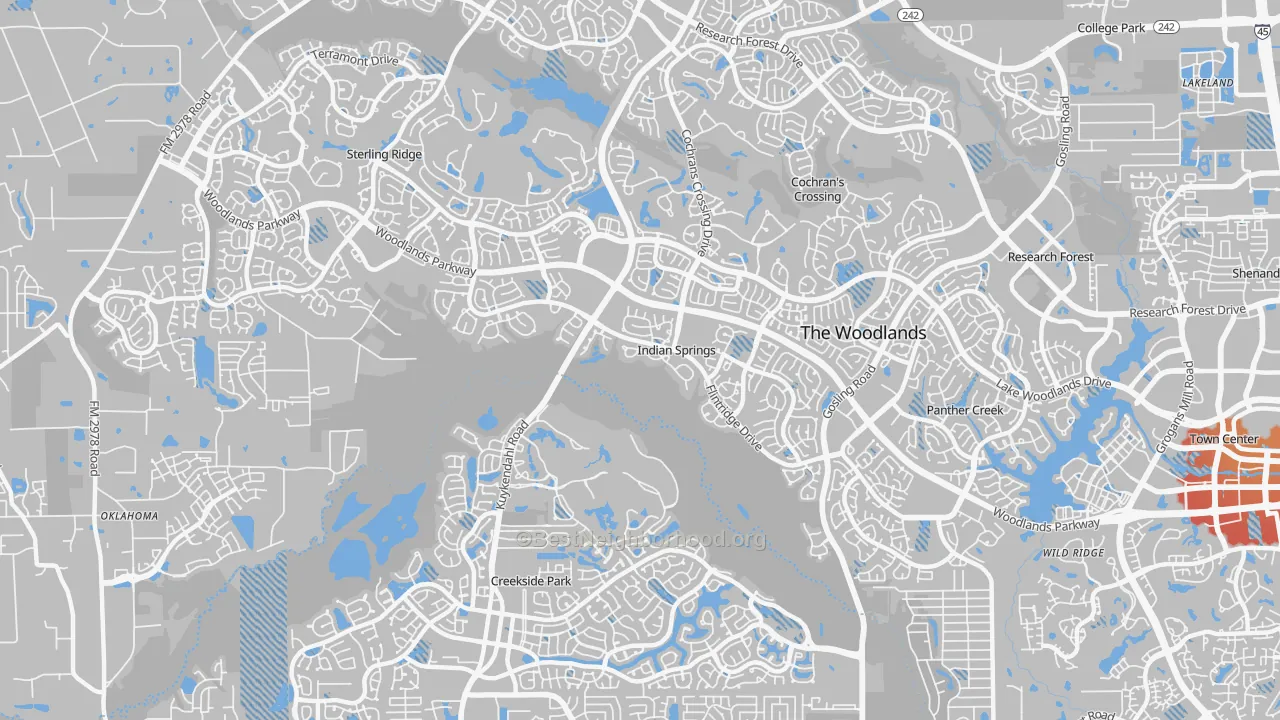 Transit Grade map of Indian Springs, The Woodlands, TX