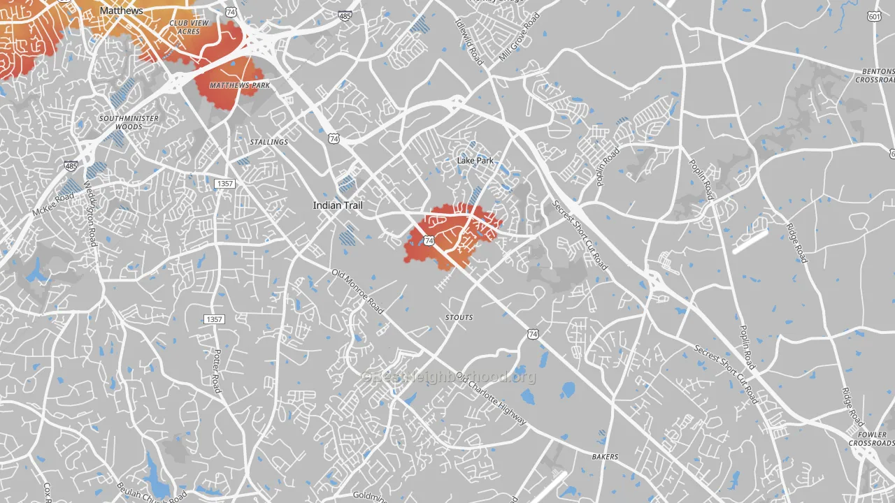 Transit Grade map of Indian Trail, NC