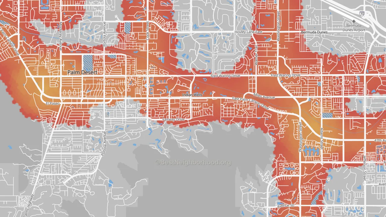 Transit Grade map of Indian Wells, CA