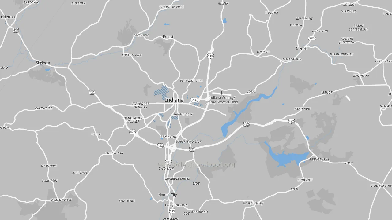 Transit Grade map of Indiana County, PA