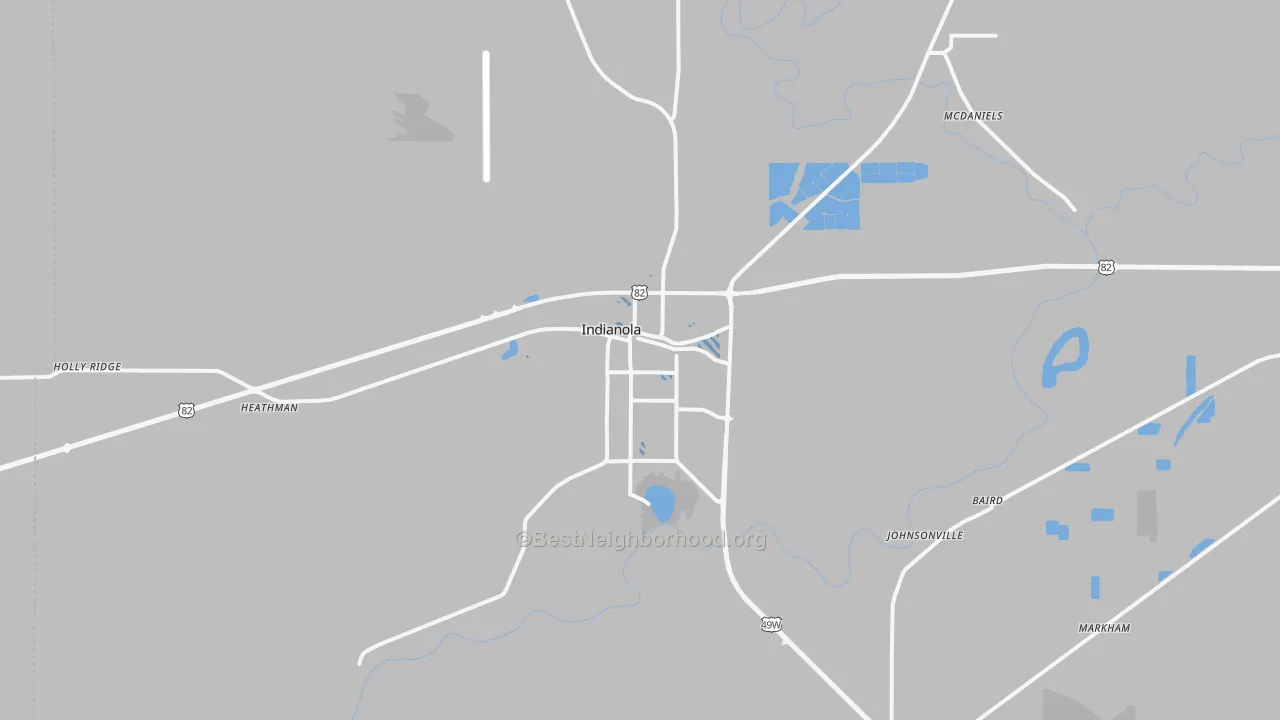 Transit Grade map of Indianola, MS