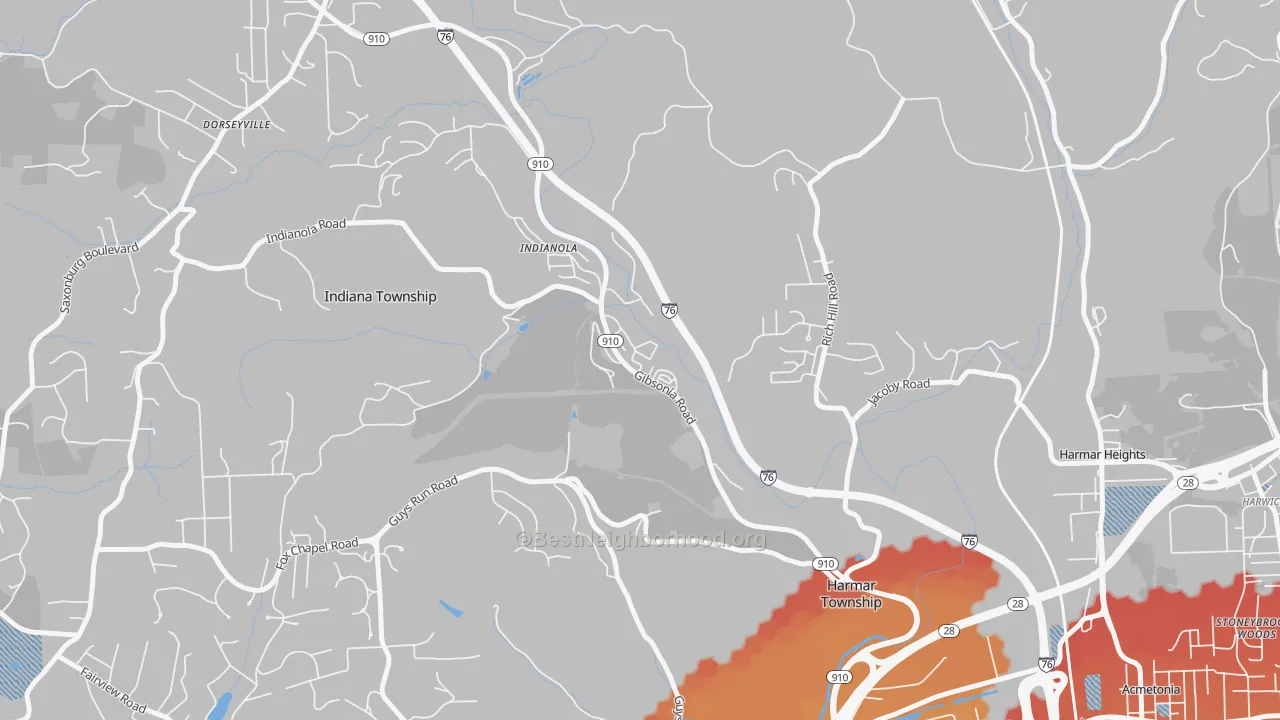 Transit Grade map of Indianola, PA