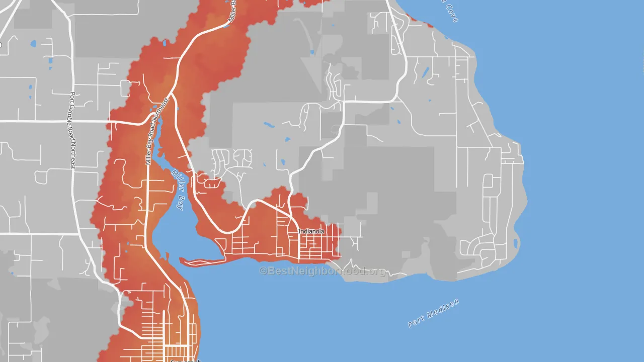Transit Grade map of Indianola, WA