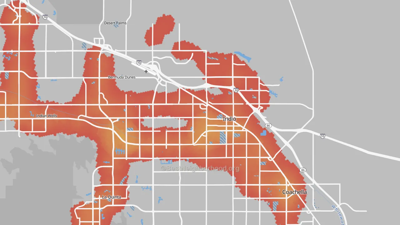 Transit Grade map of Indio, CA