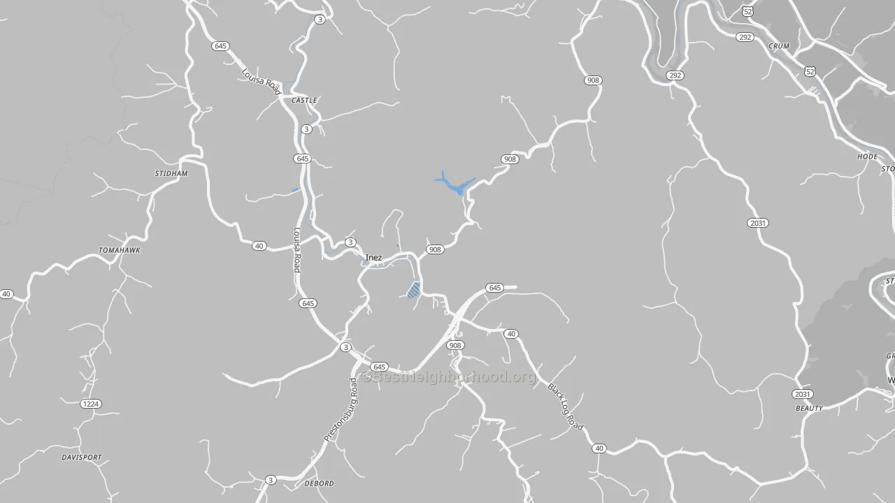 Transit Grade map of Inez, KY