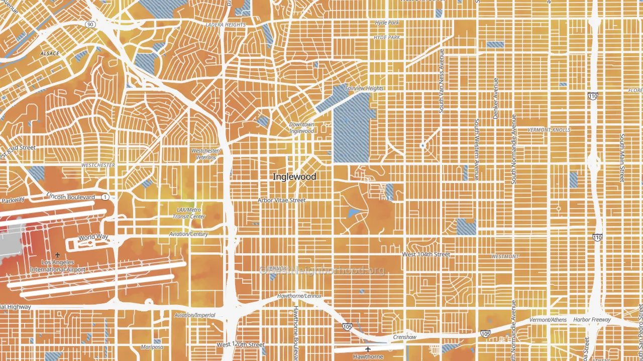 Transit Grade map of Inglewood, CA