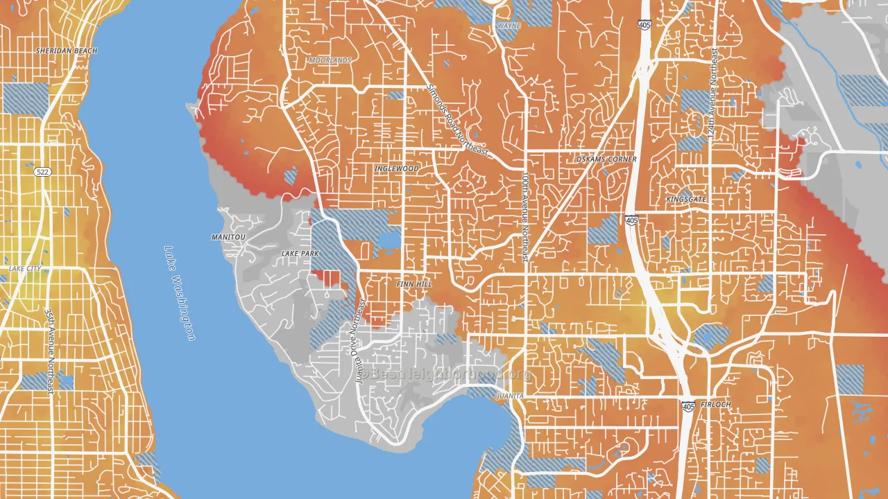 Transit Grade map of Inglewood-Finn Hill, WA