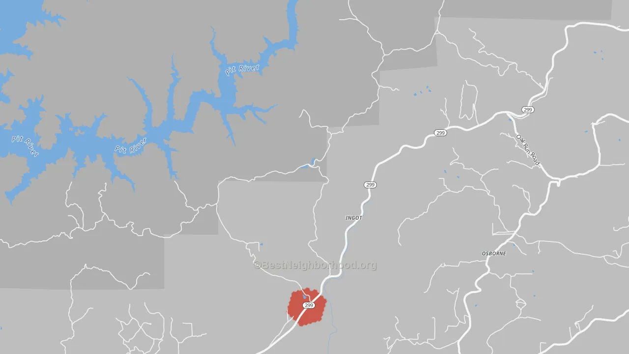 Transit Grade map of Ingot, CA