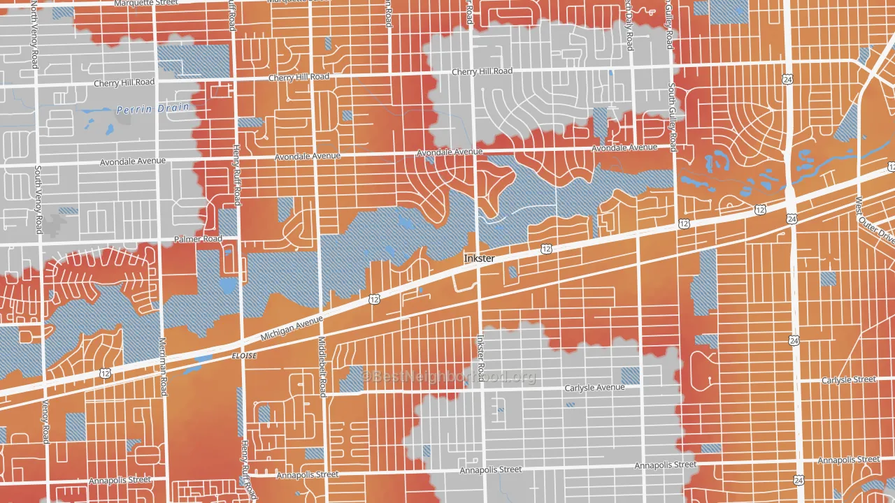 Transit Grade map of Inkster, MI