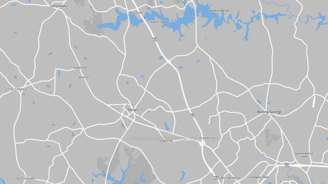 Transit Grade map of Inman, SC