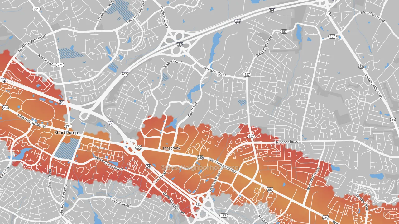 Transit Grade map of Innsbrook, VA