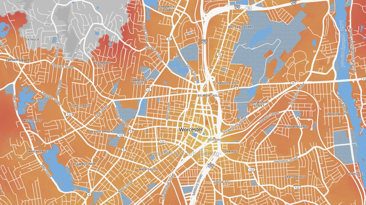 Transit Grade map of Institute Park, Worcester, MA