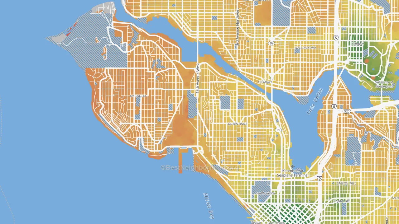 Transit Grade map of Interbay, Seattle, WA