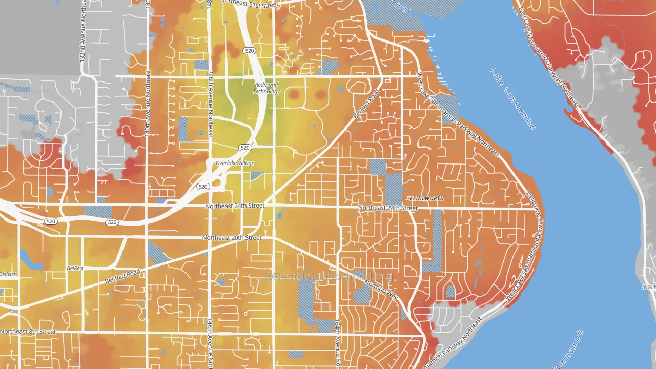 Transit Grade map of Interlake, Bellevue, WA