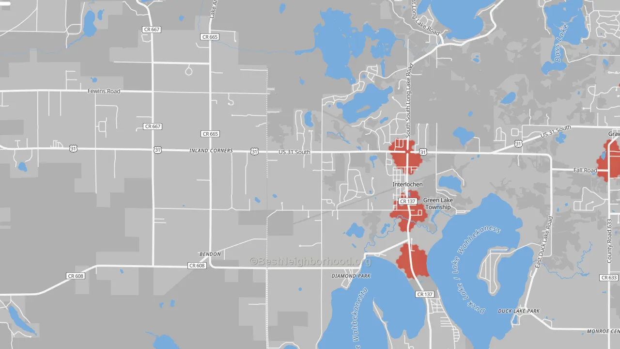 Transit Grade map of Interlochen, MI