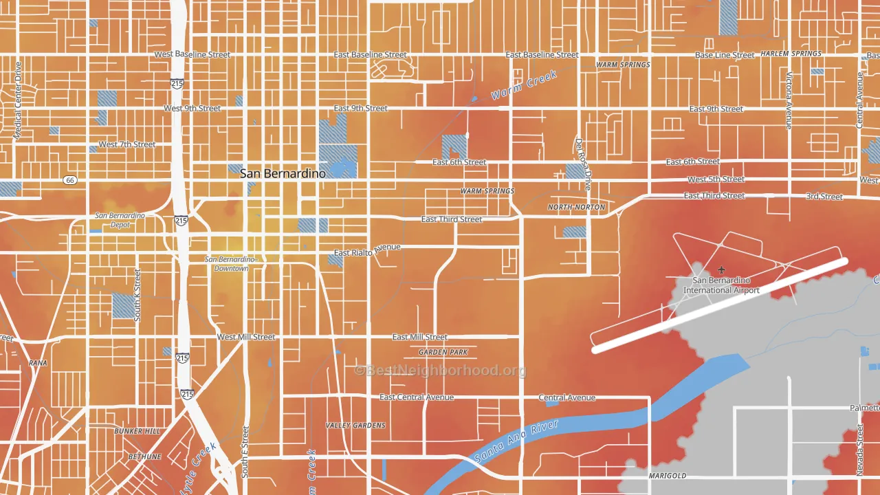 Transit Grade map of International, San Bernardino, CA