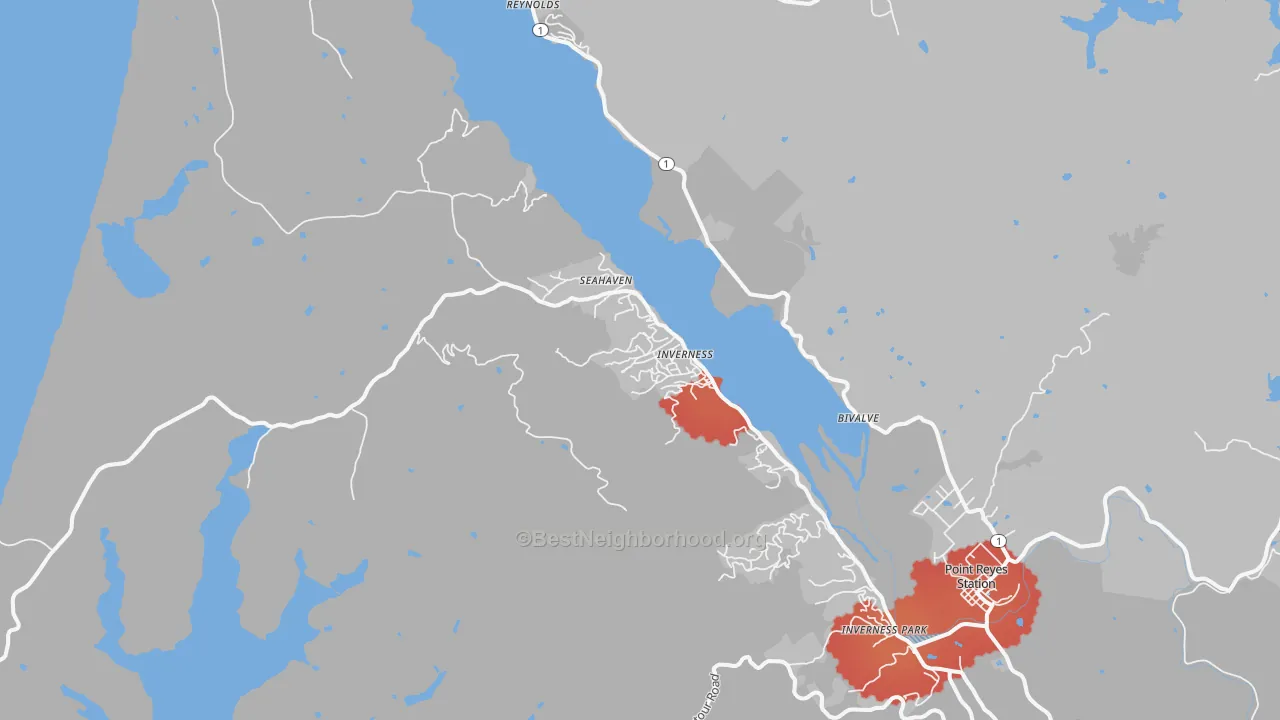 Transit Grade map of Inverness, CA