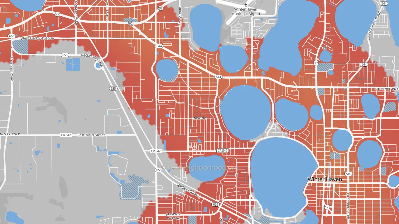 Transit Grade map of Inwood, FL