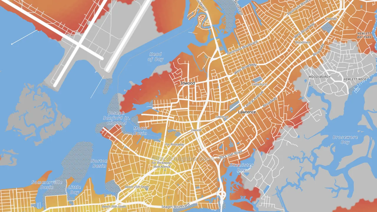 Transit Grade map of Inwood, NY