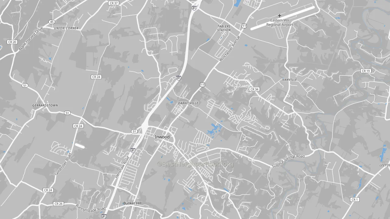 Transit Grade map of Inwood, WV