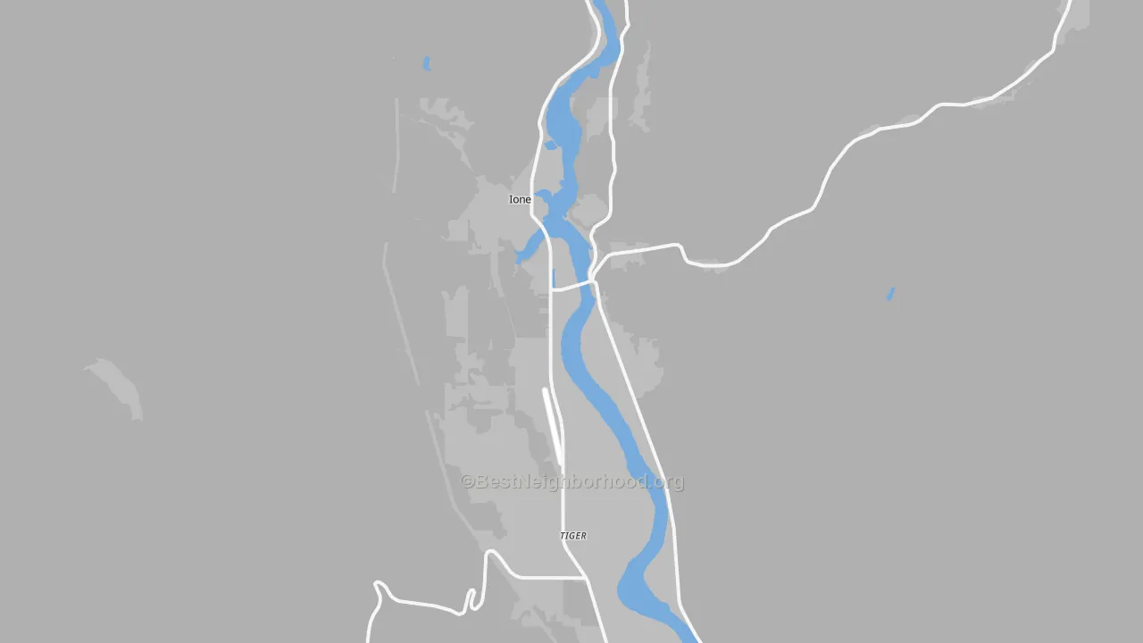 Transit Grade map of Ione, WA