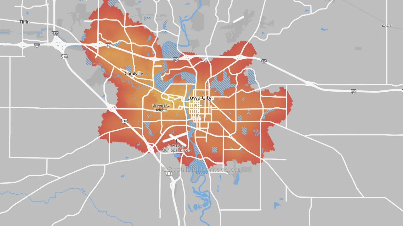 Transit Grade map of Iowa City, IA