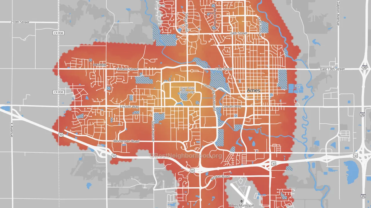 Transit Grade map of Iowa State University, Ames, IA