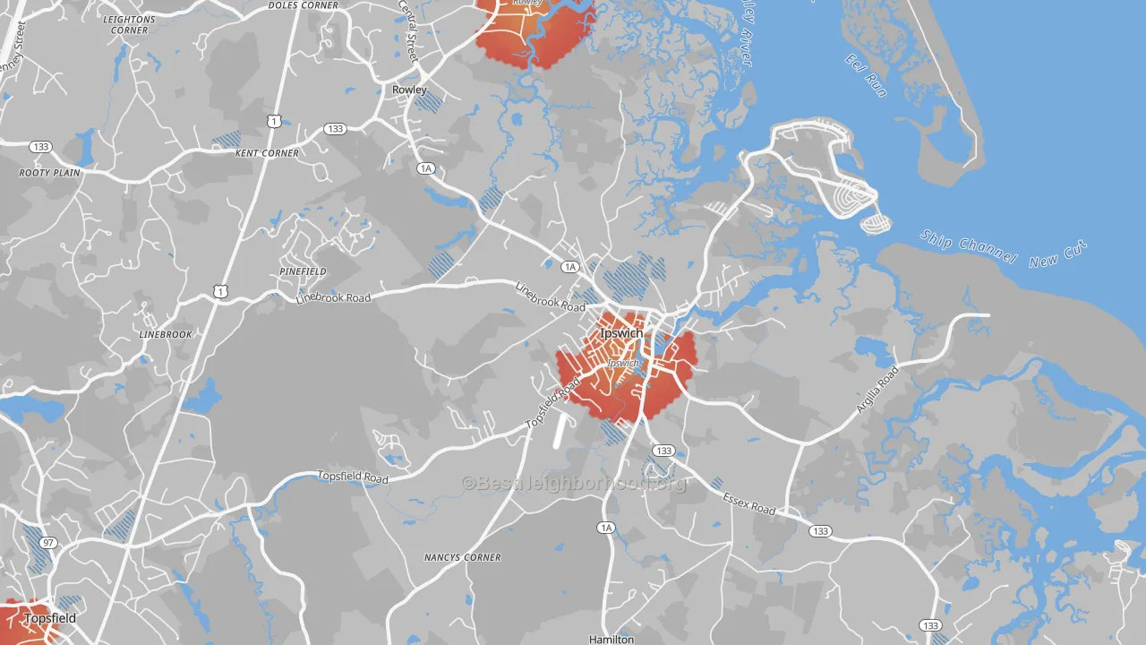 Transit Grade map of Ipswich, MA