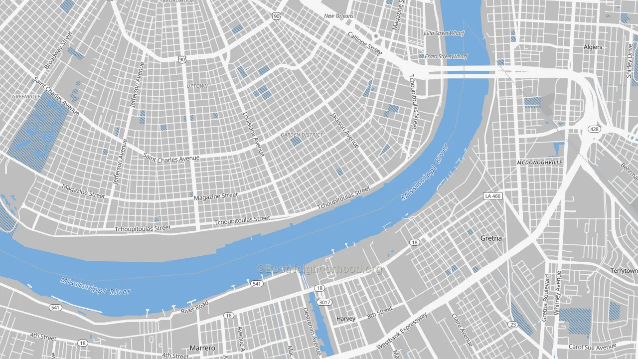 Transit Grade map of Irish Channel, New Orleans, LA