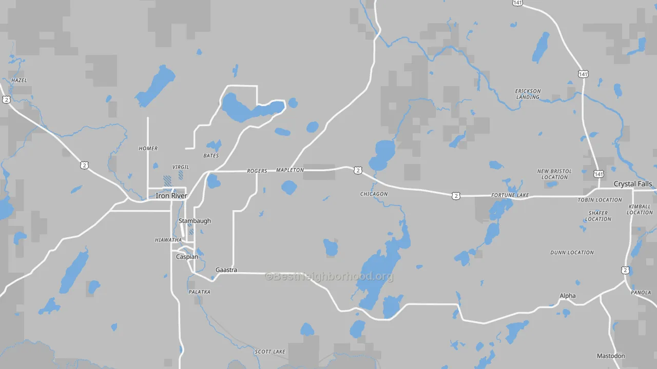 Transit Grade map of Iron County, MI