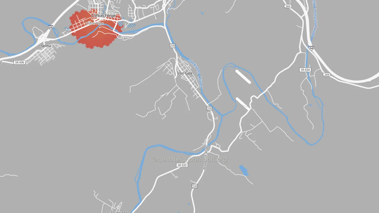 Transit Grade map of Iron Gate, VA
