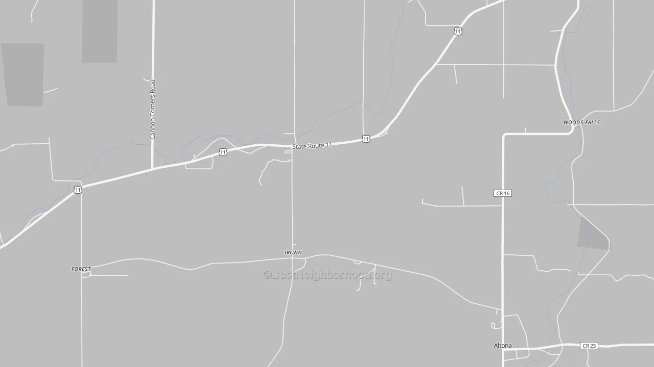 Transit Grade map of Irona, NY