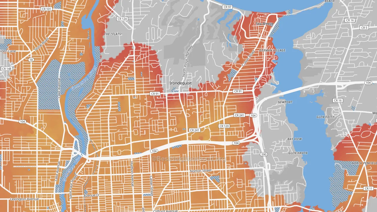 Transit Grade map of Irondequoit, NY